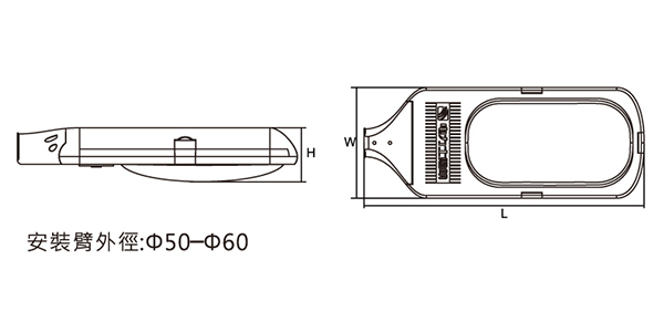 燈具尺寸圖 - 路燈 DLDL026